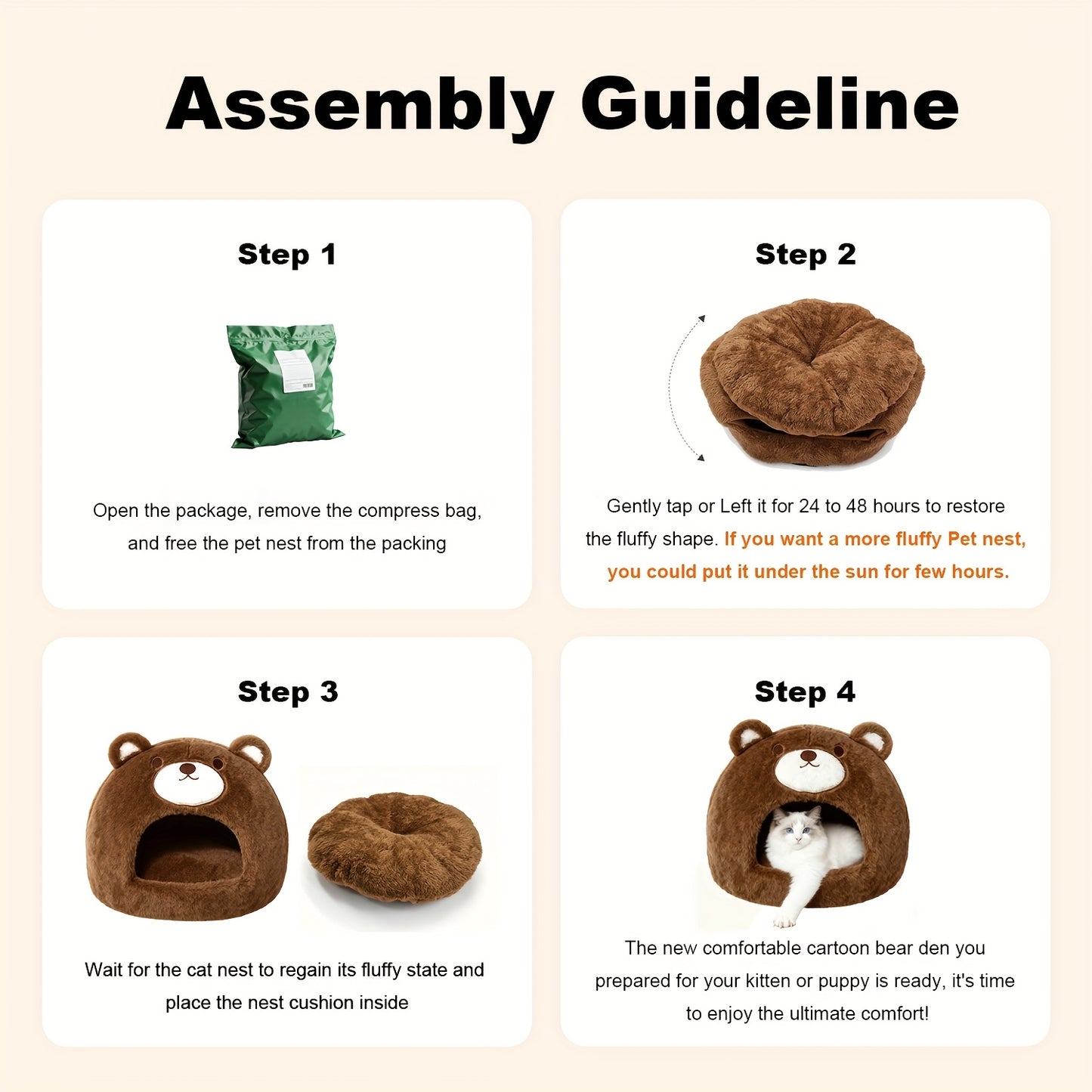 Indoor Cat Beds For Cats And Kittens Portable Cat Cave Bed With Removable Washable Cushion Thickened Pet House Hideaway