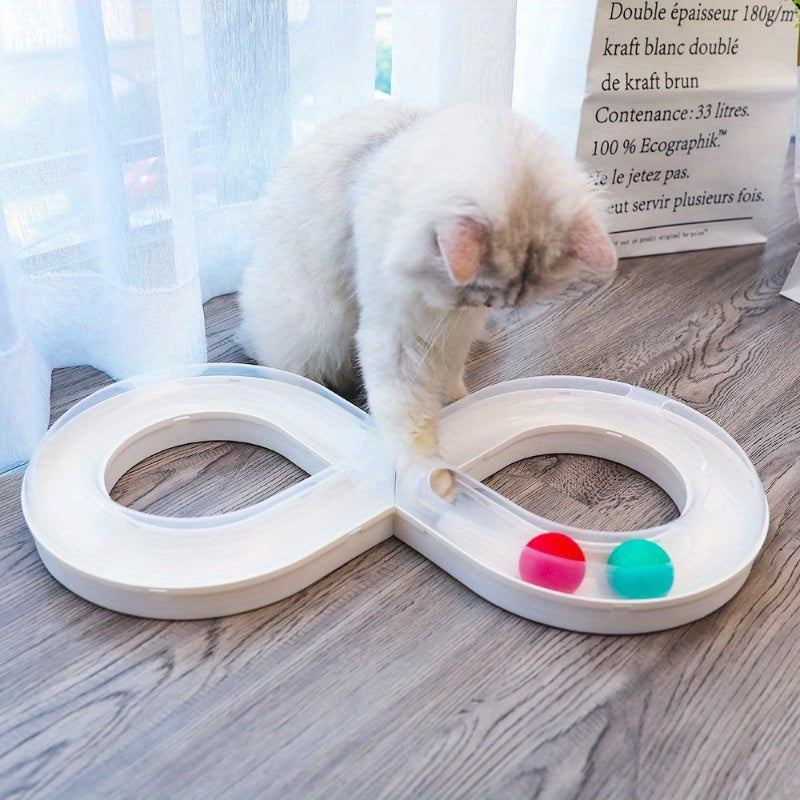 Interactive Cat Toy Turntable Ball Track Kitten Toy 8 Shape Turntable Entertainment For Cats