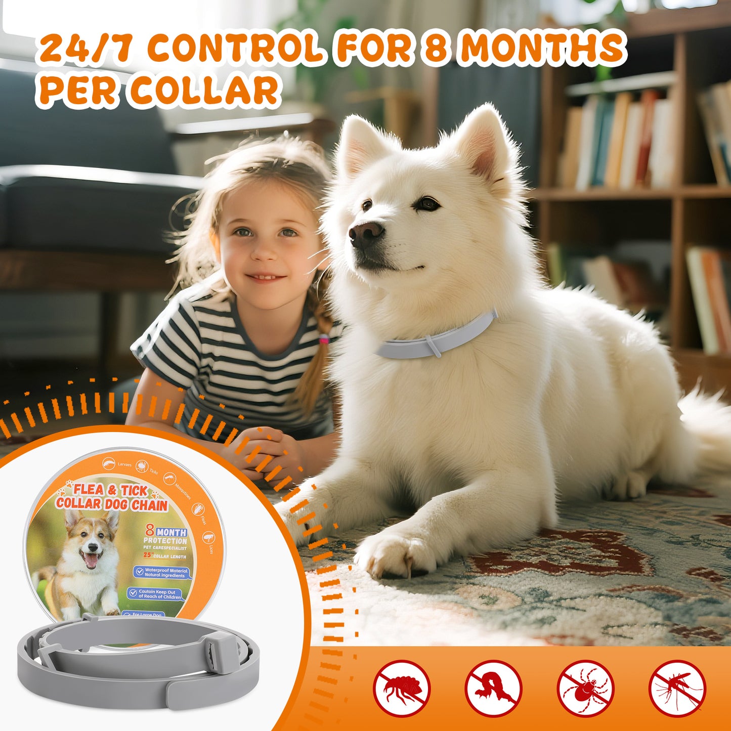 4 Pack Flea Tick Prevention Collar For Dogs 25 Inch Adjustable Fits All Sizes Long Lasting Protection Up To 8 Months