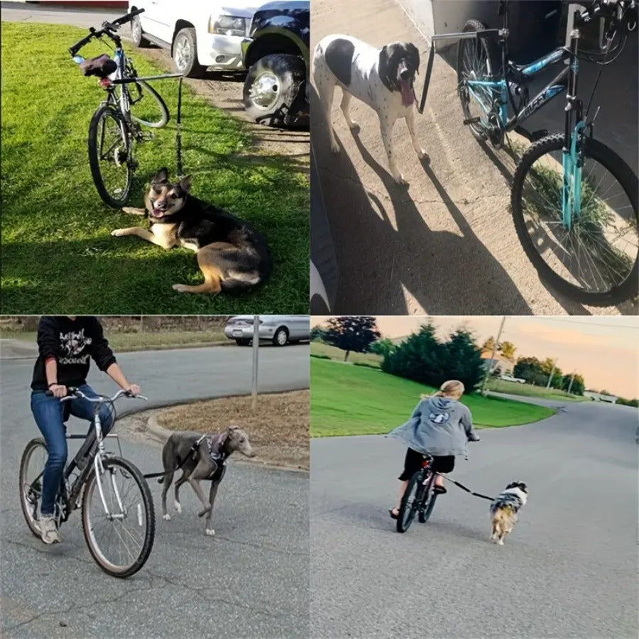 1000Lb Heavy Duty Stretchable Bike Leash For Dogs With Secure Locking System Adjustable Retractable Nylon Leash Cycling