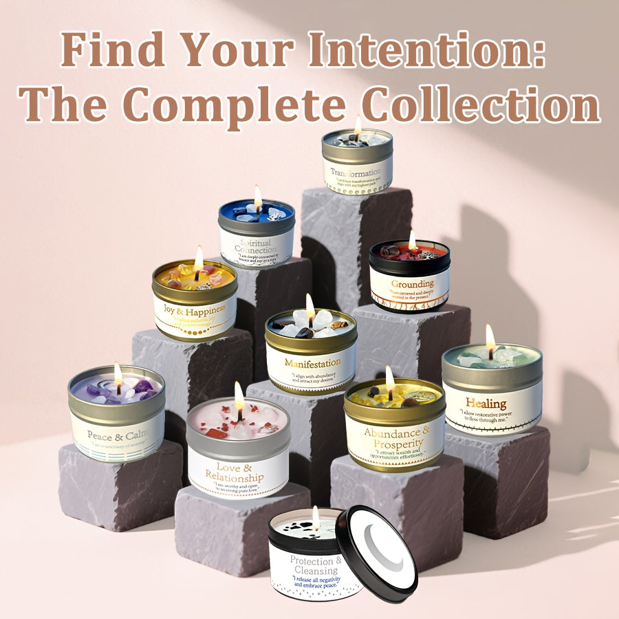 Law Of Attraction Candle White Sage 6oz With Crystal