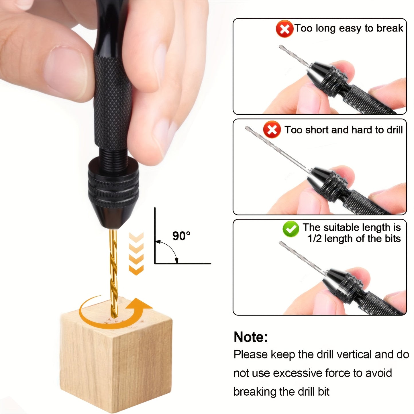 Needle Vise Hand Drill Set, Jewelry Making Hand Drill Tool with 50 HSS Twist Drills 1.0/1.5/2.0/2.5/3.0mm, for Wood, Resin, Jewelry, Miniature, Plastic & Shell, Manual Rotary Tool