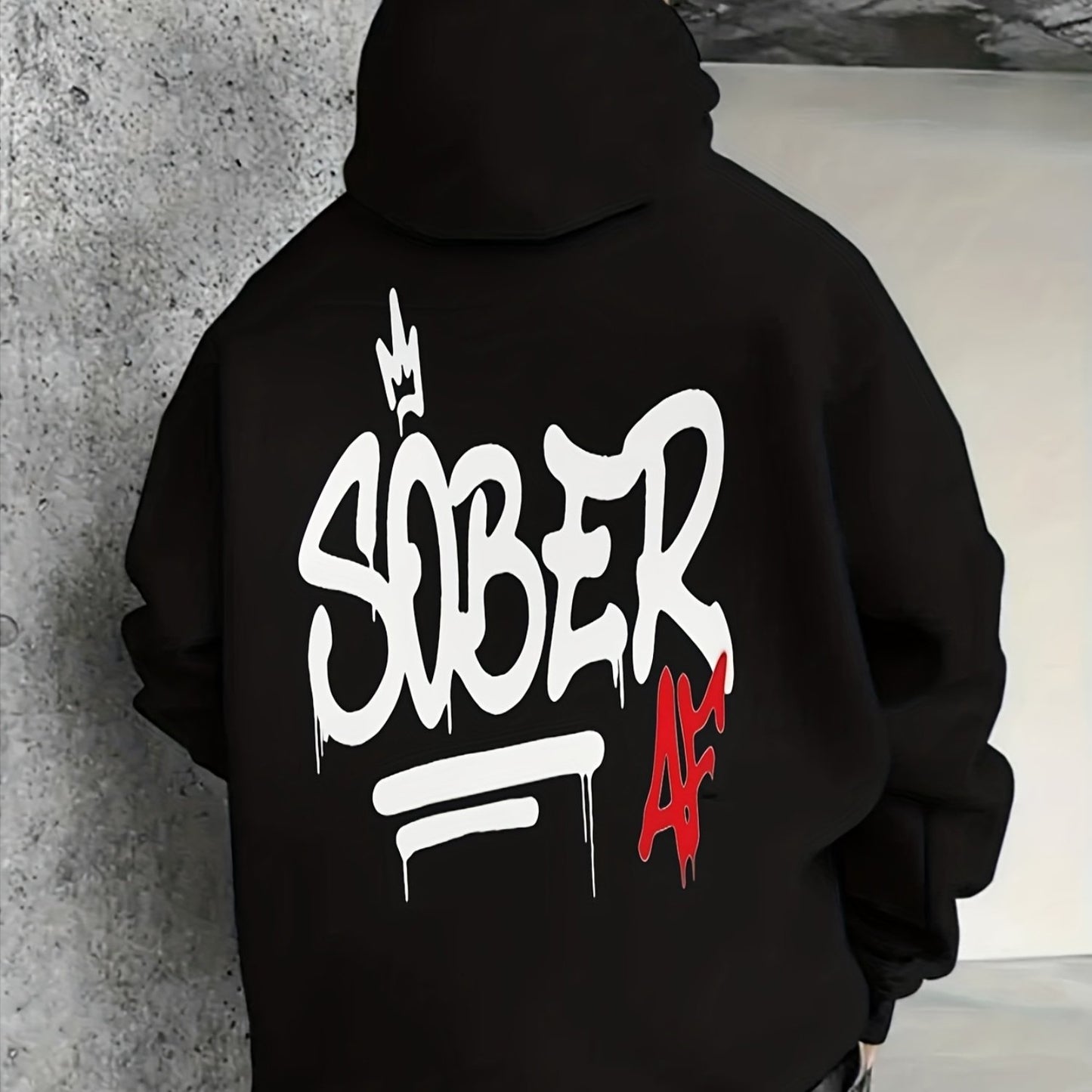 Sober AF Recovery Hoodie Unisex Black Red Drip Graffiti