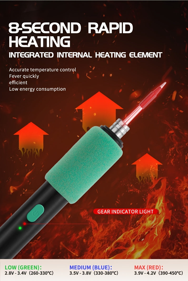 Mini Soldering Iron Kit With Adjustable Temperature USB Powered Portable Tool Includes Iron And Three Tips