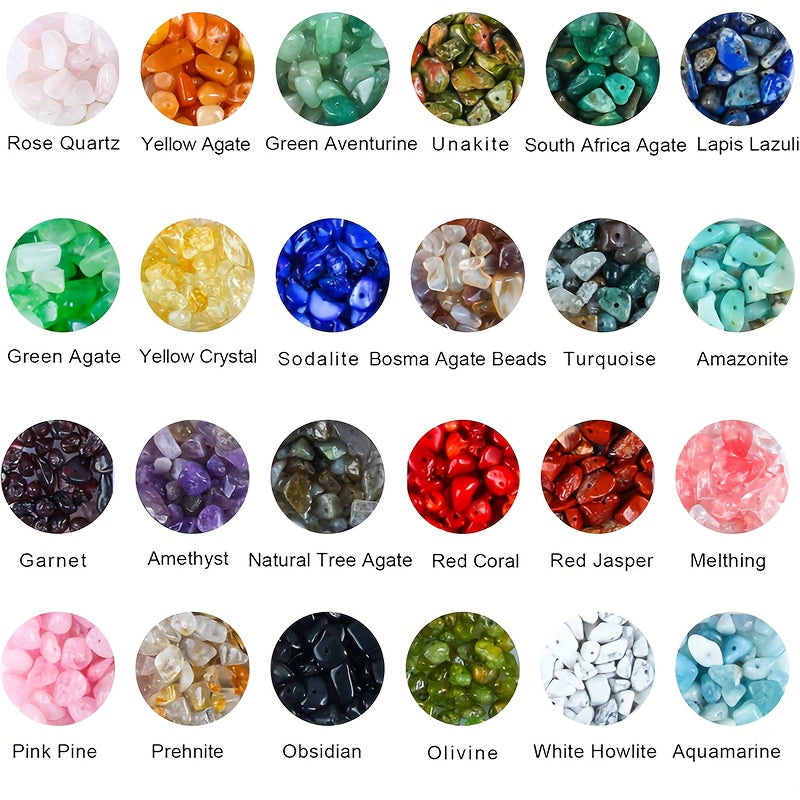 1587Pcs Natural Stone Beads Jewelry Making Kit With Free Scissors Thread Jump Rings Head Pins For Bracelets Necklaces