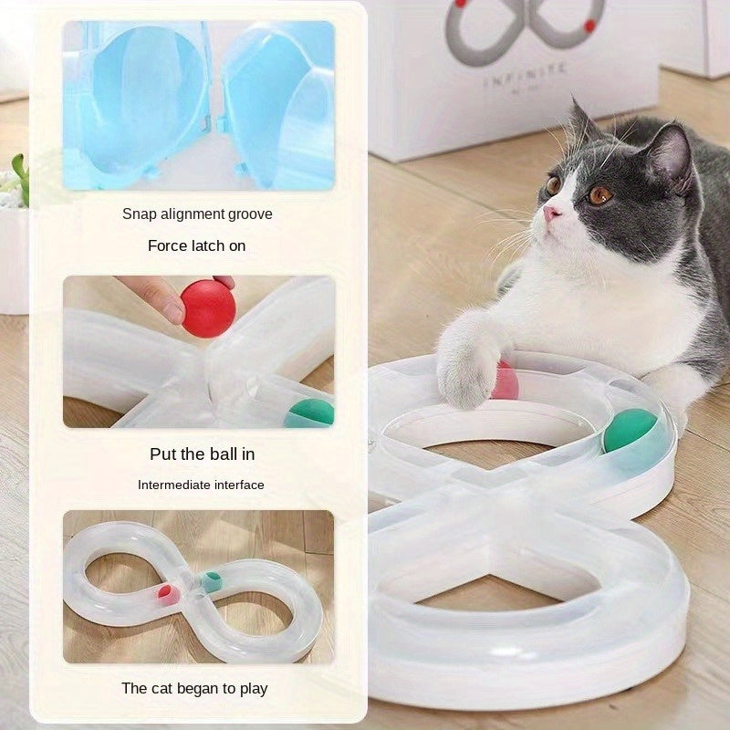 Interactive Cat Toy Turntable Ball Track Kitten Toy 8 Shape Turntable Entertainment For Cats