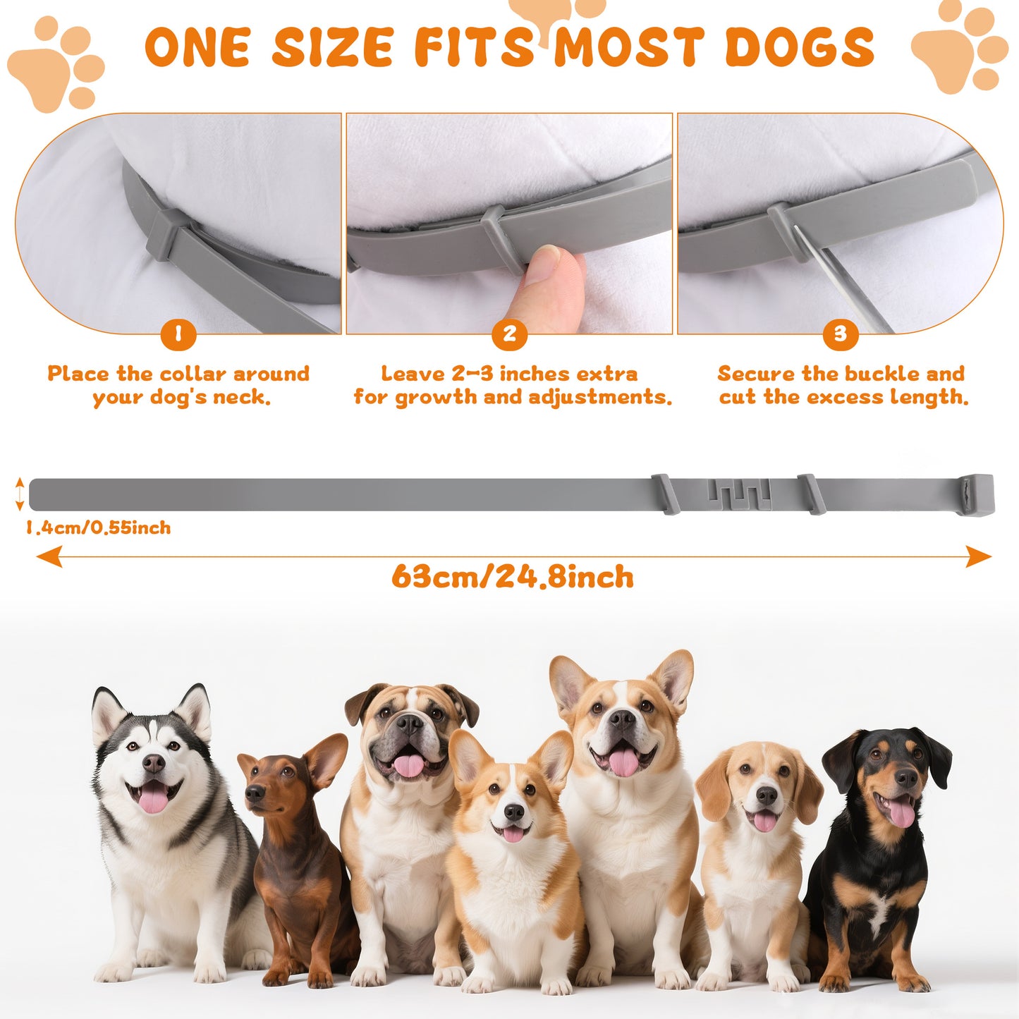 4 Pack Flea Tick Prevention Collar For Dogs 25 Inch Adjustable Fits All Sizes Long Lasting Protection Up To 8 Months