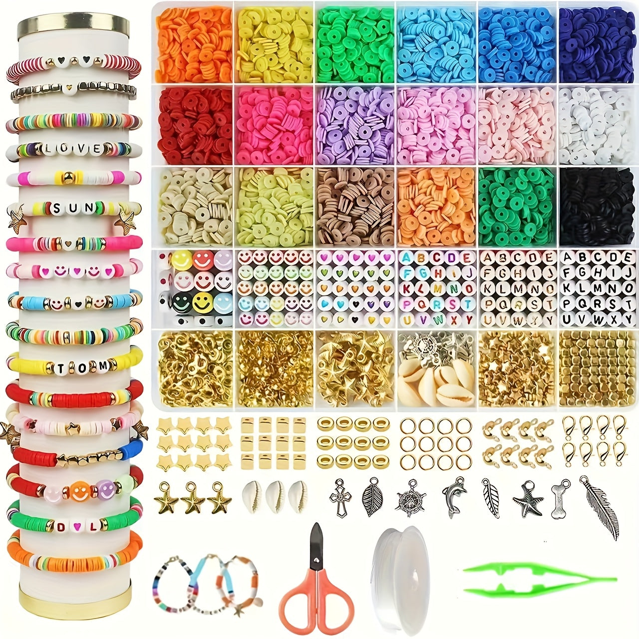 4500 Piece Soft Ceramic Beads Bracelet Making Kit With 18 Vibrant Colors Charms Metal Fittings And Tools DIY Jewelry
