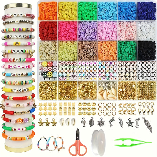 4500 Piece Soft Ceramic Beads Bracelet Making Kit With 18 Vibrant Colors Charms Metal Fittings And Tools DIY Jewelry