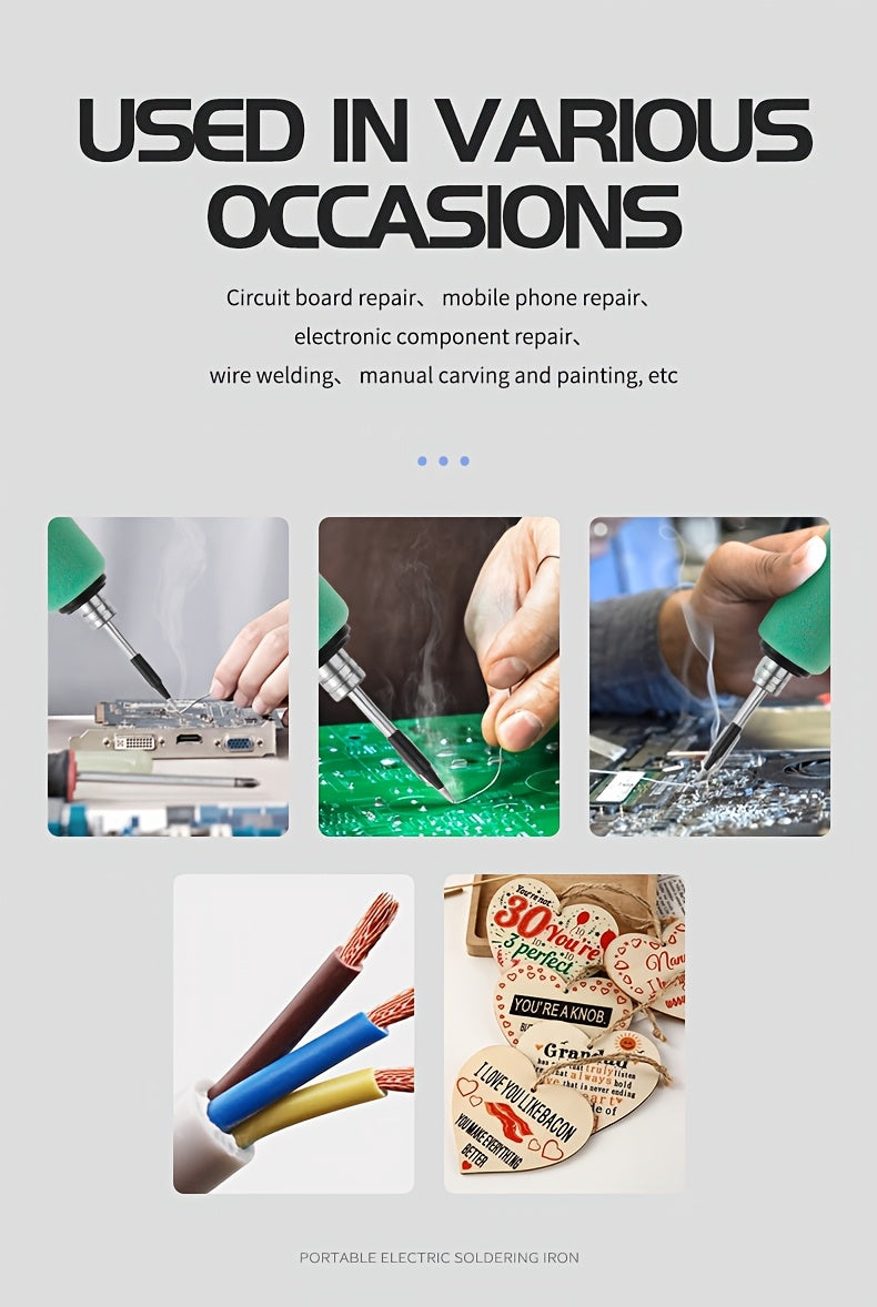 Mini Soldering Iron Kit With Adjustable Temperature USB Powered Portable Tool Includes Iron And Three Tips