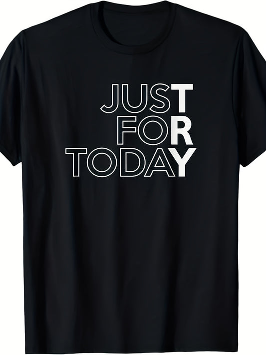 's & 's Soft Cotton AA/Narcotics Anonymous 12-Step T-Shirt - JUST for TODAY Sobriety Group Tee, Black with White Print, Comfortable Casual Gift for Alcoholics Anonymous & NA Meetings