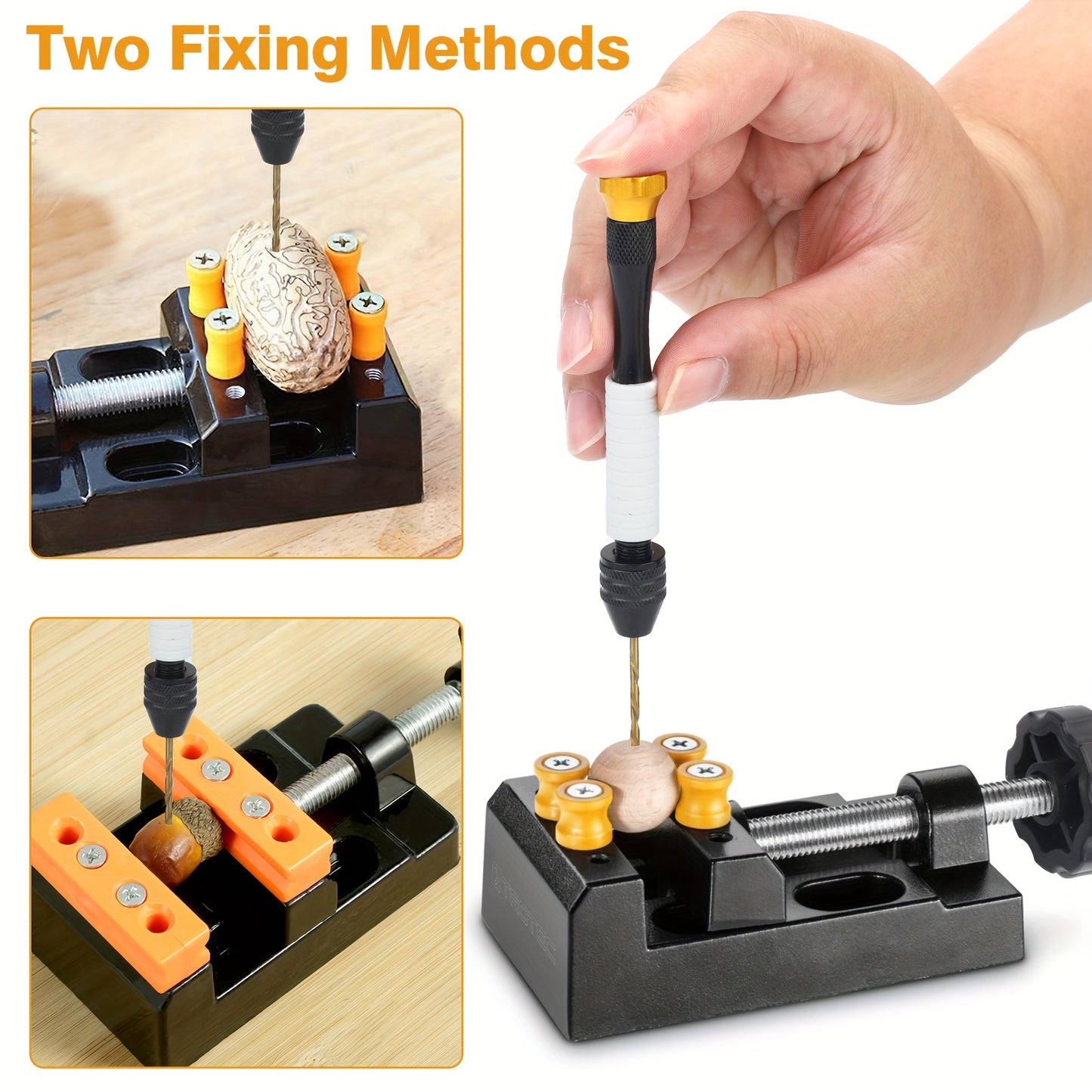 Needle Vise Hand Drill Set, Jewelry Making Hand Drill Tool with 50 HSS Twist Drills 1.0/1.5/2.0/2.5/3.0mm, for Wood, Resin, Jewelry, Miniature, Plastic & Shell, Manual Rotary Tool