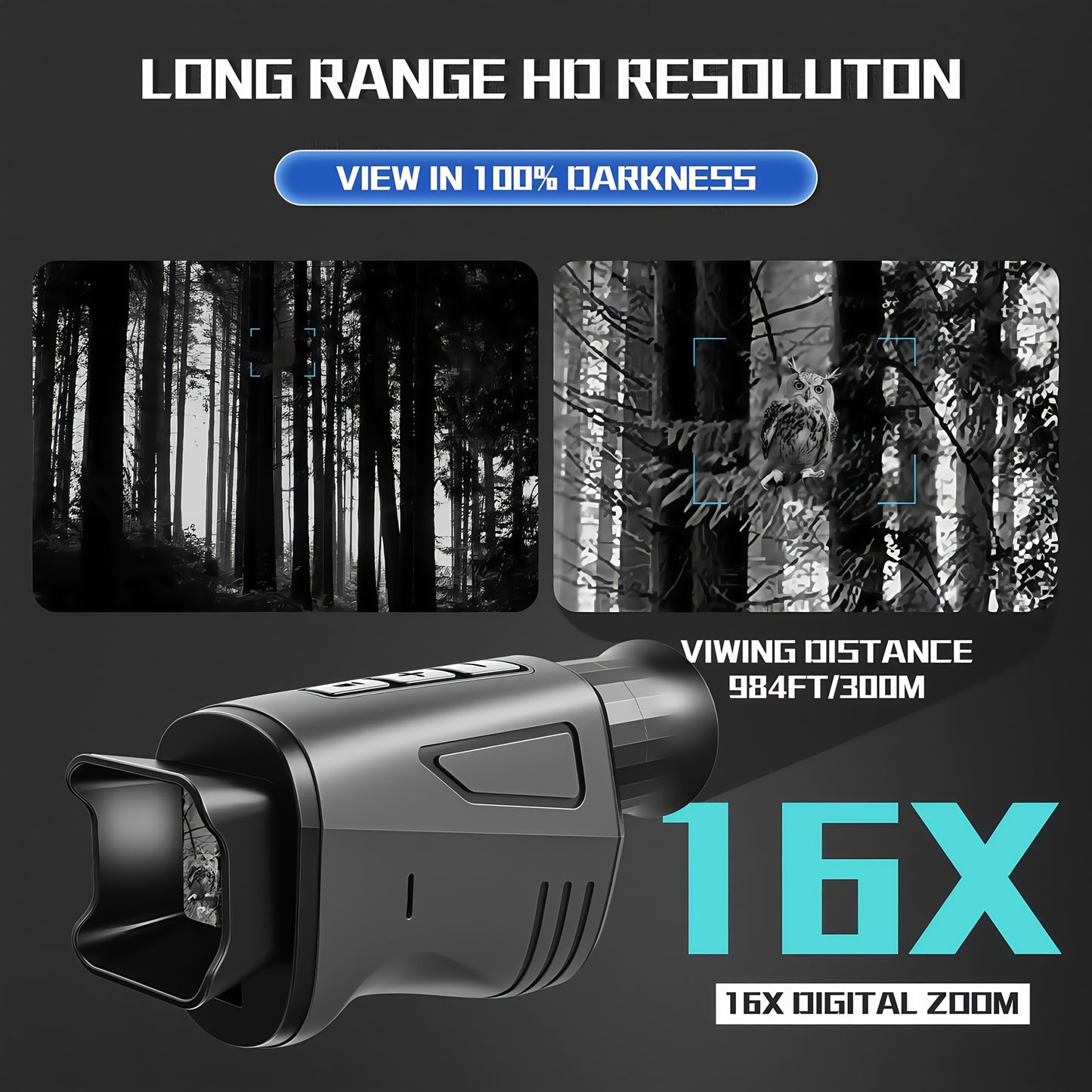 KLZO 32GB Night Vision Monocular With USB C Charging