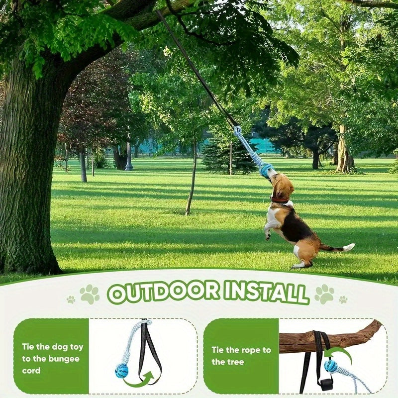 Dog Teeth Grinding Pulling Rope Toy Elastic Rope Design For Teeth Cleaning Indoor Outdoor Use No Battery Required