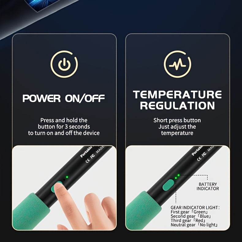 Mini Soldering Iron Kit With Adjustable Temperature USB Powered Portable Tool Includes Iron And Three Tips