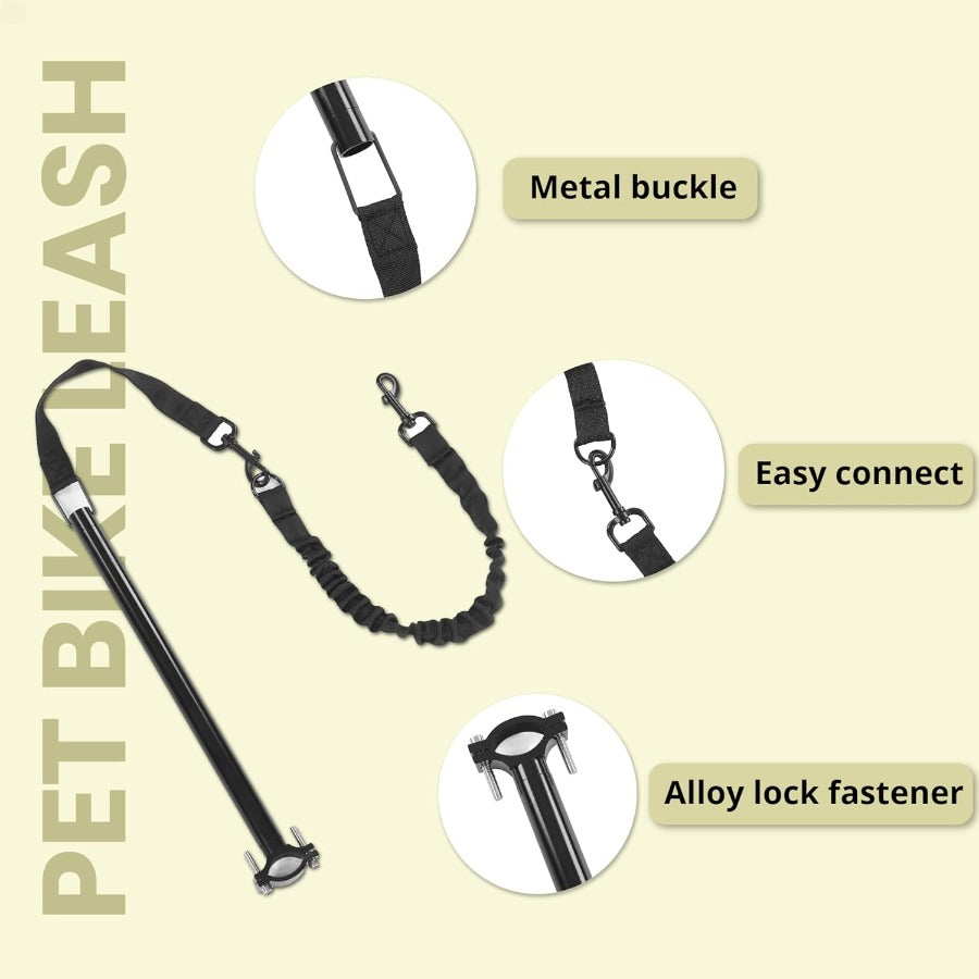 1000Lb Heavy Duty Stretchable Bike Leash For Dogs With Secure Locking System Adjustable Retractable Nylon Leash Cycling