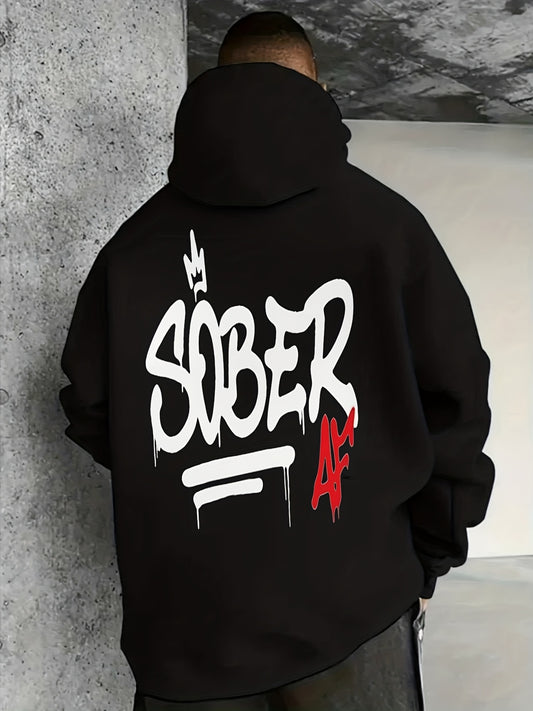Sober AF Recovery Hoodie Unisex Black Red Drip Graffiti