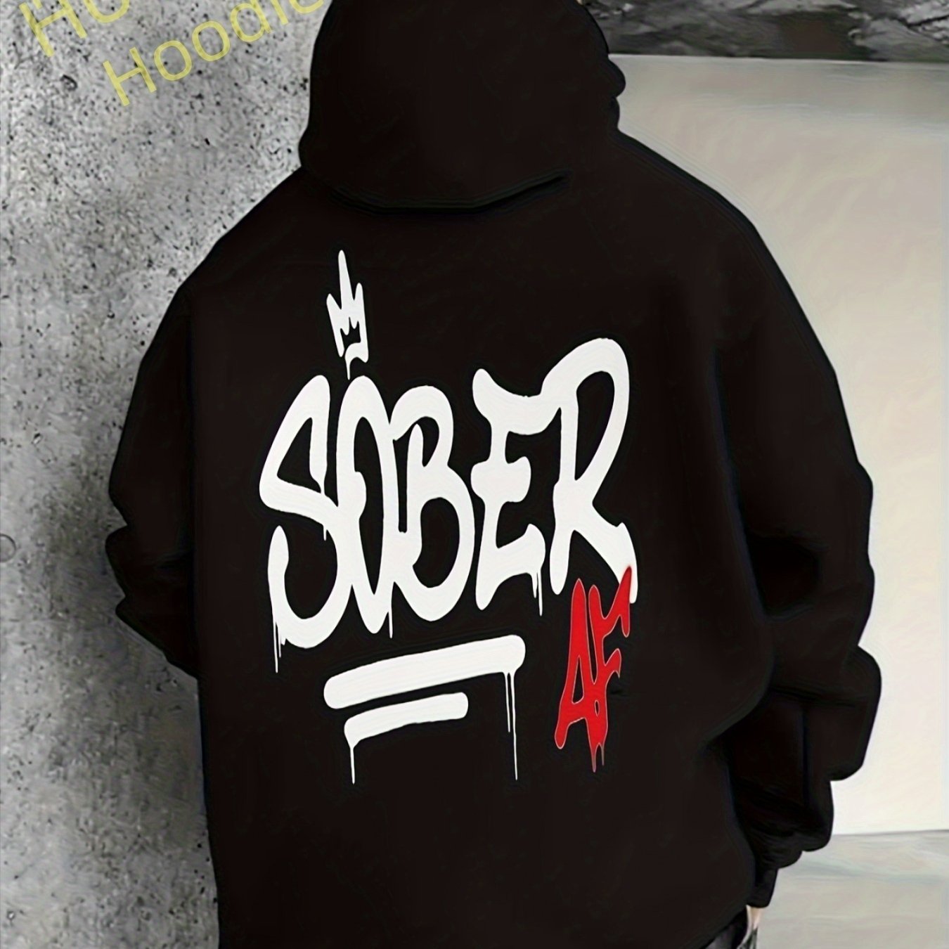 Sober AF Recovery Hoodie Unisex Graffiti Lettering Red Drip