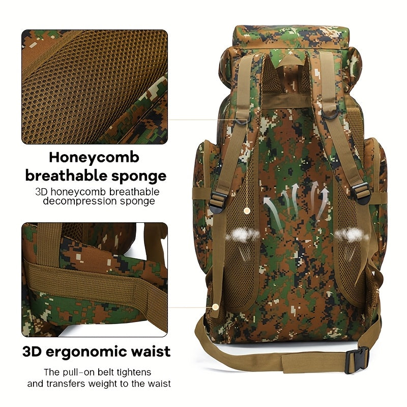 Camouflage Waterproof Travel Backpack For Hiking Outdoors