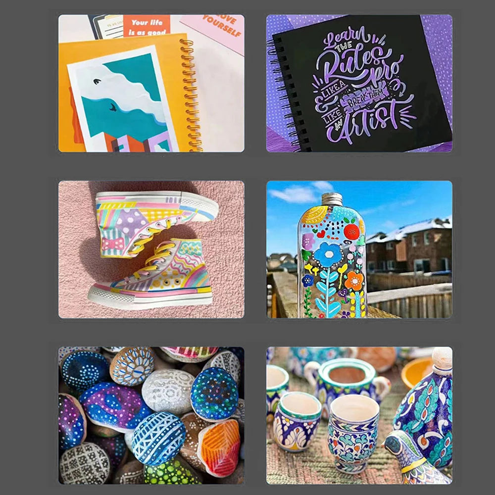 Ginflash 24 Colors Acrylic Paints Set 12ML Tubes For Art