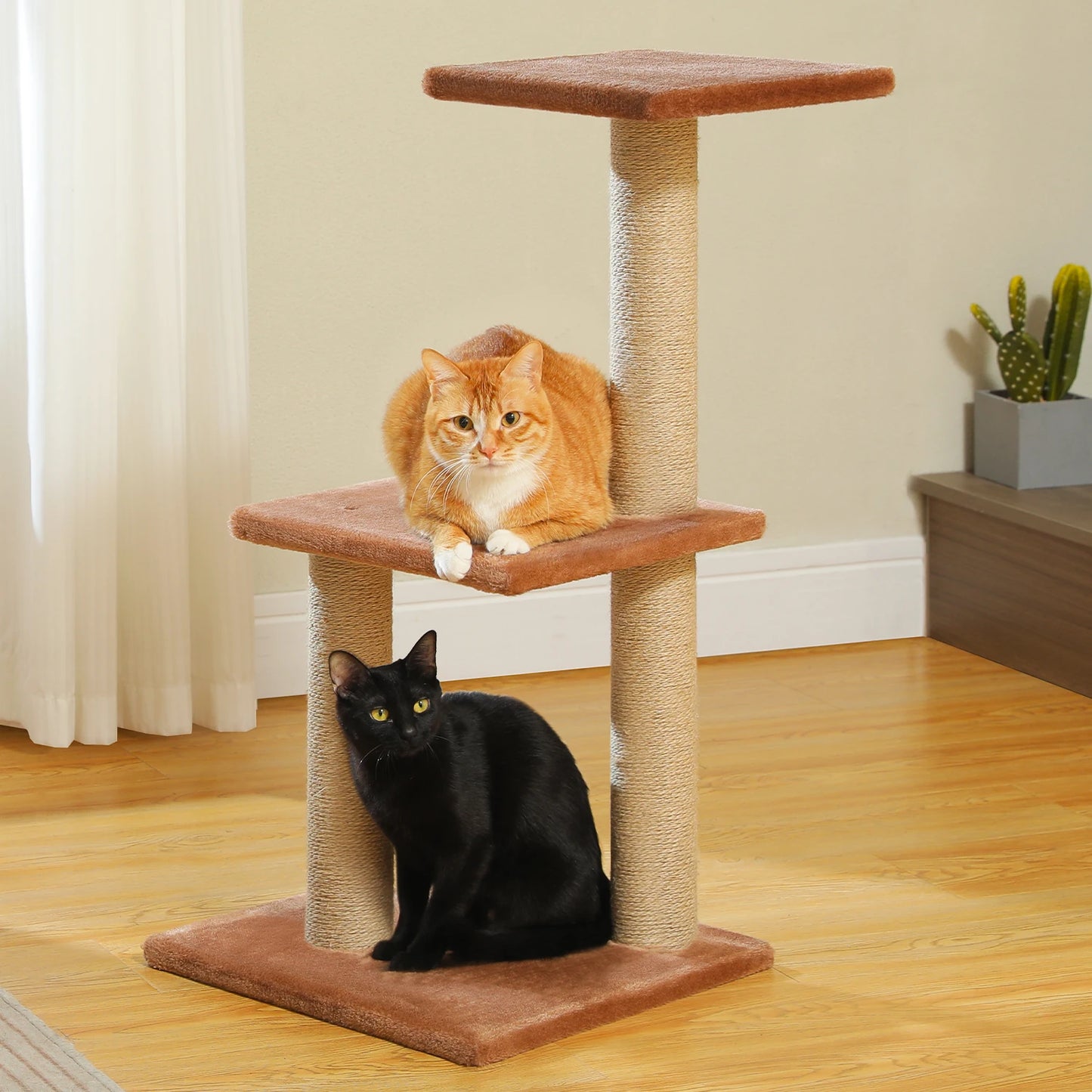 Cat Tree Cat Tower for Indoor Cats Three-Tier Activity Tree with Scratching Posts Big Hammock and Removable Top Perch Grey