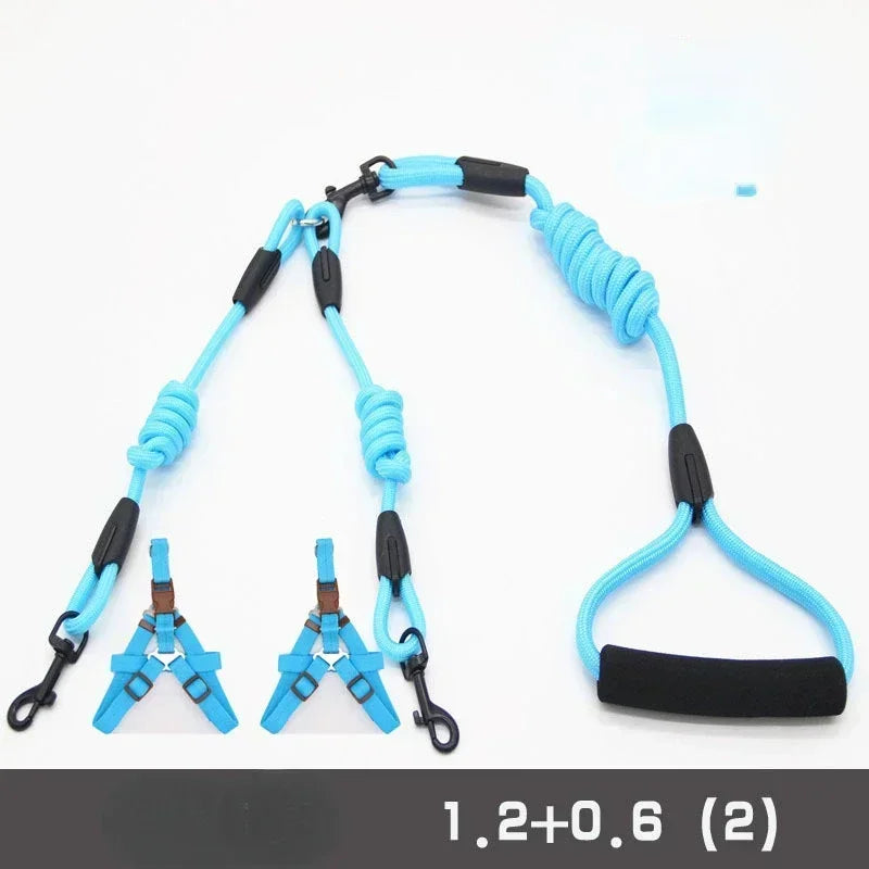 Double Nylon Dog Leash Coupler for Small Pets Chihuahua Black Accessories