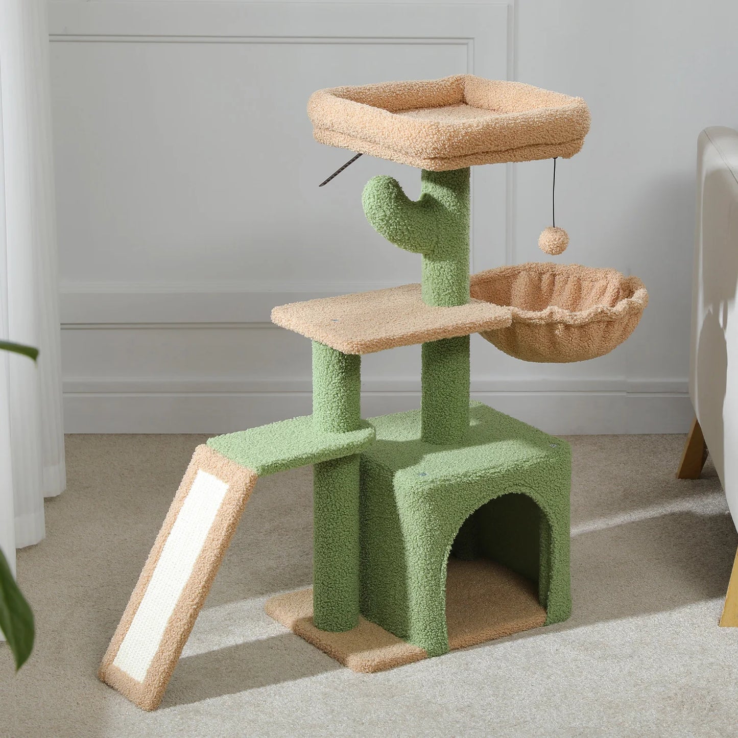 Cat Tree Cat Tower for Indoor Cats Three-Tier Activity Tree with Scratching Posts Big Hammock and Removable Top Perch Grey