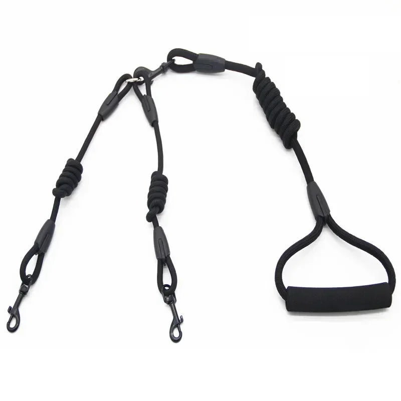 Double Nylon Dog Leash Coupler for Small Pets Chihuahua Black Accessories