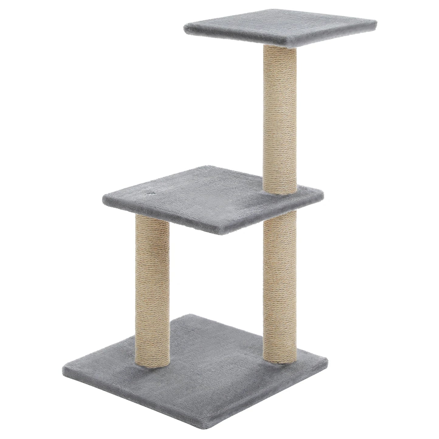 Cat Tree Cat Tower for Indoor Cats Three-Tier Activity Tree with Scratching Posts Big Hammock and Removable Top Perch Grey