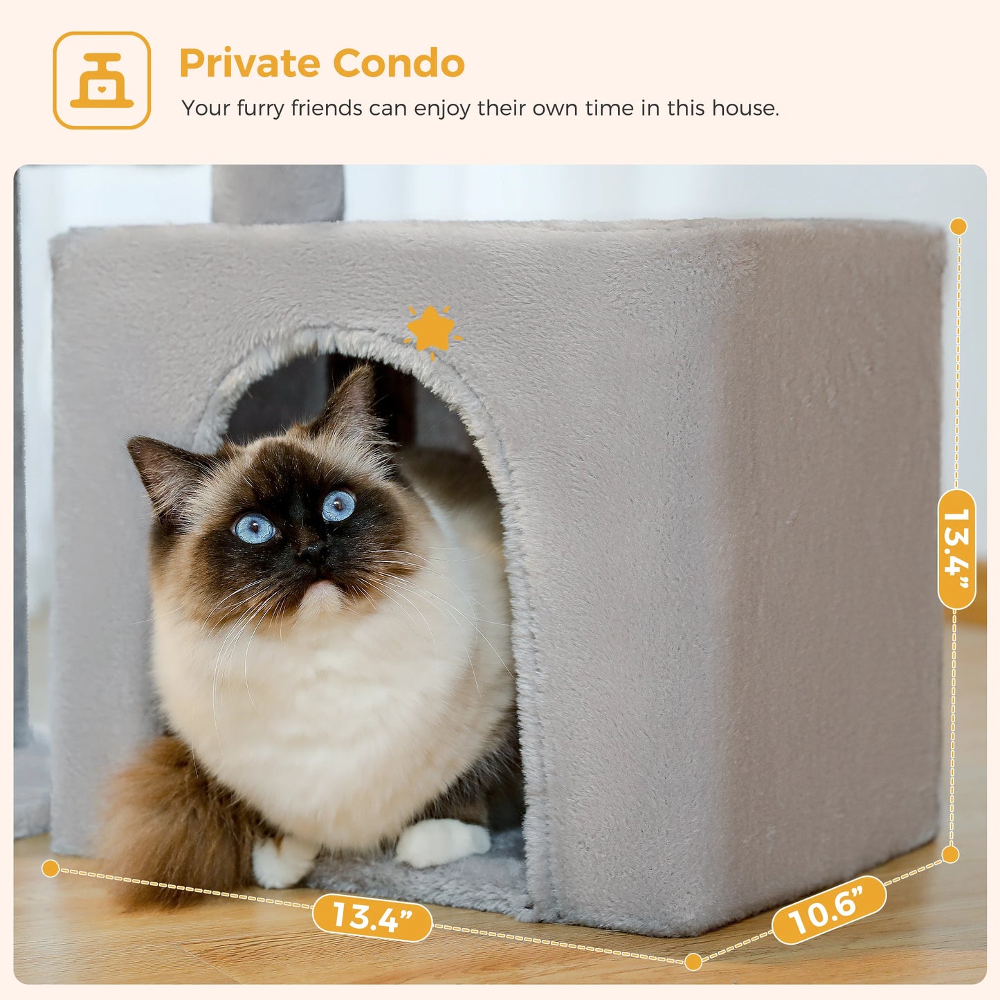 Cat Tree Cat Tower for Indoor Cats Three-Tier Activity Tree with Scratching Posts Big Hammock and Removable Top Perch Grey