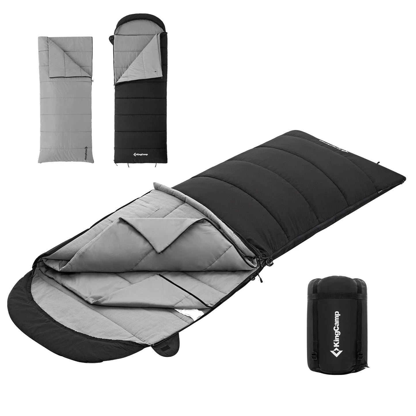 KingCamp 3 In 1 Envelope Hooded Sleeping Bag All Season