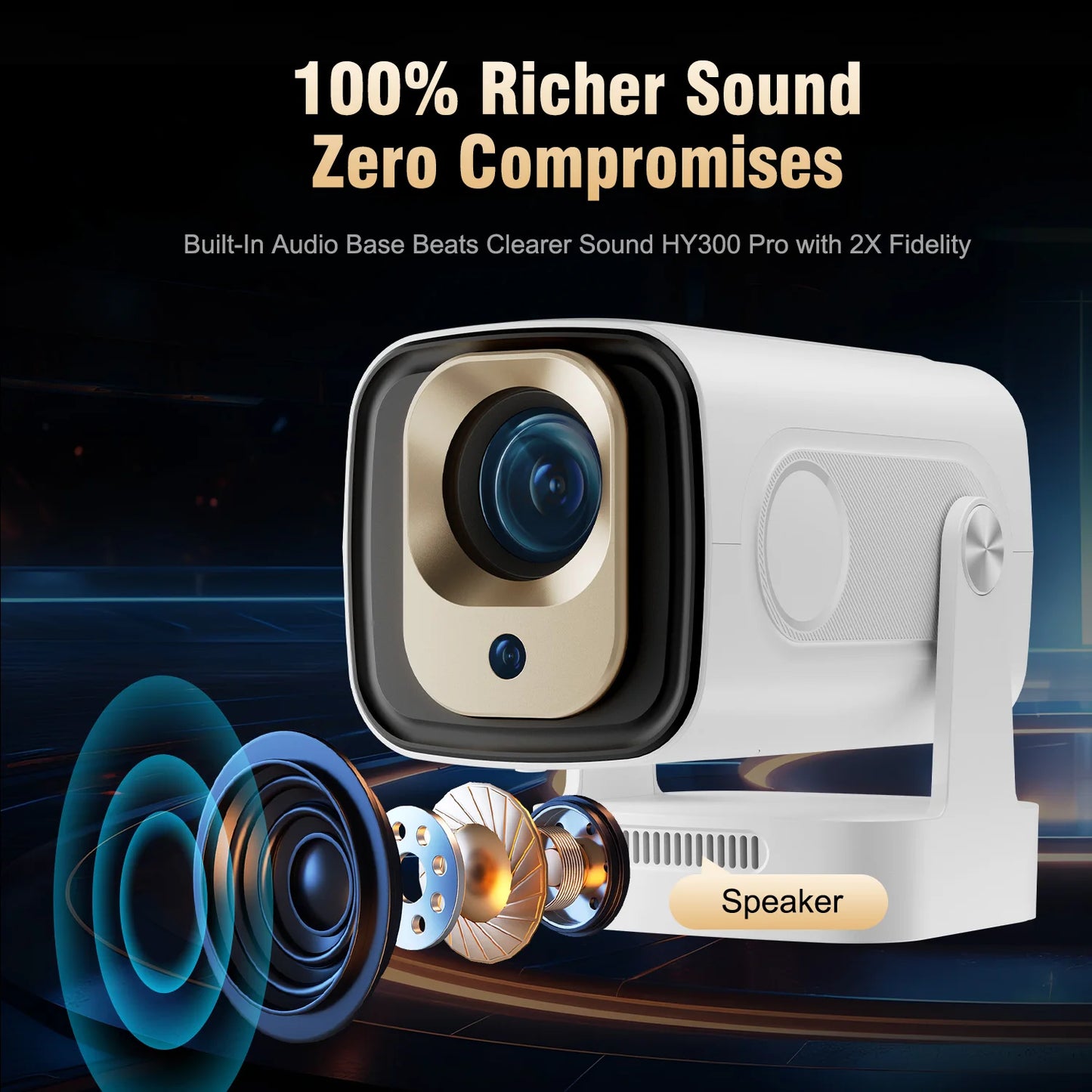 Magcubic HY310 Mini Projector Outdoor Movies Auto Focus 1080P 330 ANSI Android 11 WiFi 6 BT 5.4 4K Air Mouse Voice Remote