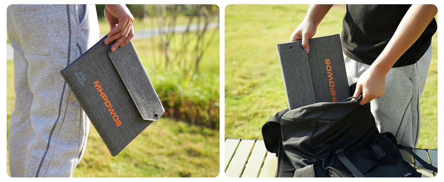 MHPOWOS 40W Foldable Solar Charger Charges 3 Devices
