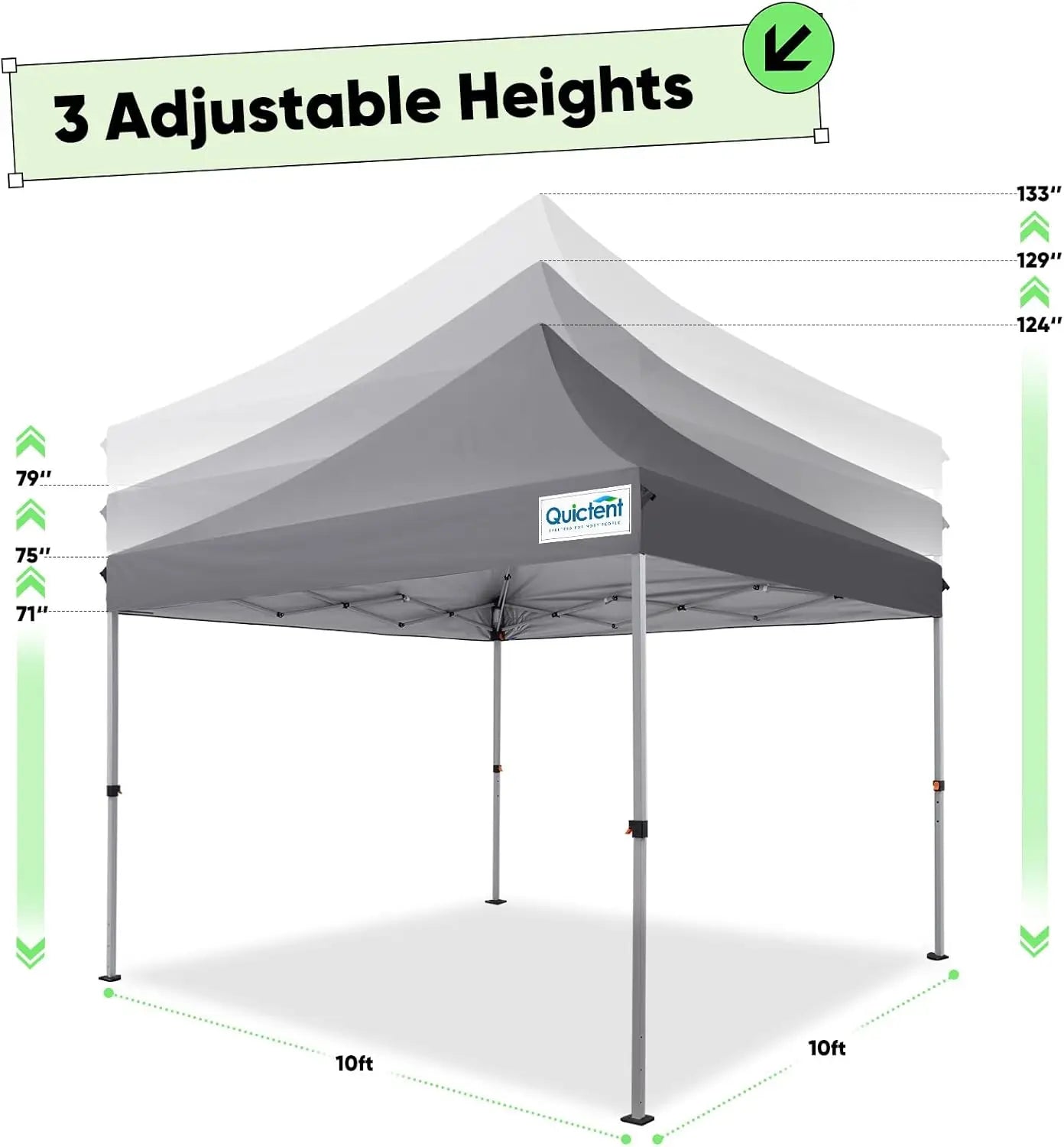 10x10 Heavy Duty Pop Up Canopy Tent Waterproof 11ft Interior