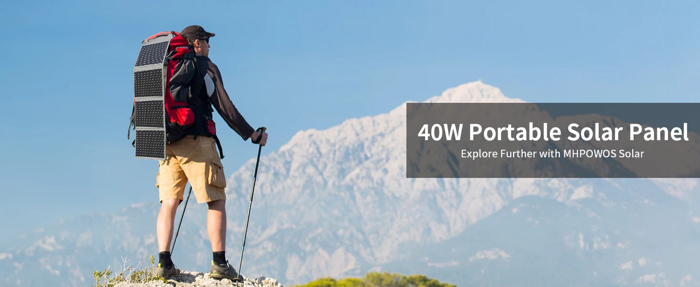 MHPOWOS 40W Foldable Solar Charger Charges 3 Devices