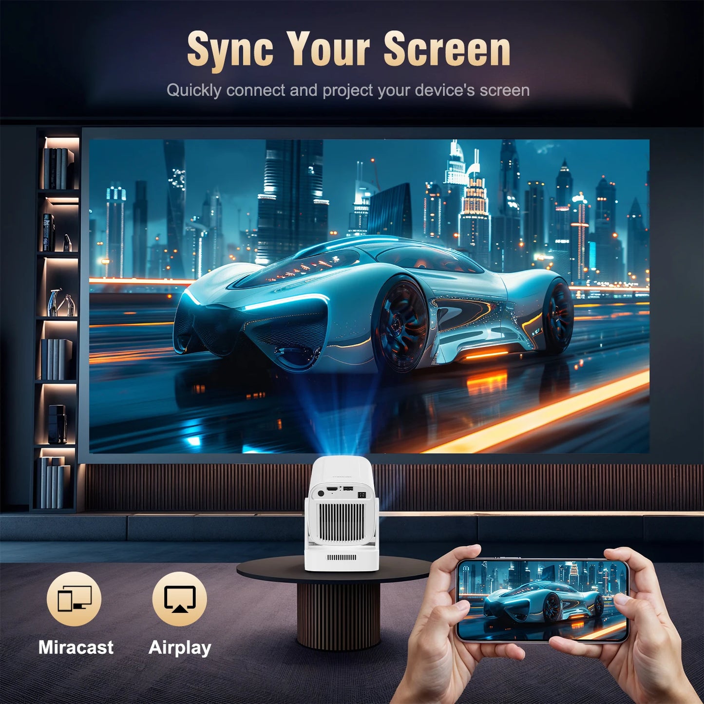 Magcubic HY310 Mini Projector Outdoor Movies Auto Focus 1080P 330 ANSI Android 11 WiFi 6 BT 5.4 4K Air Mouse Voice Remote