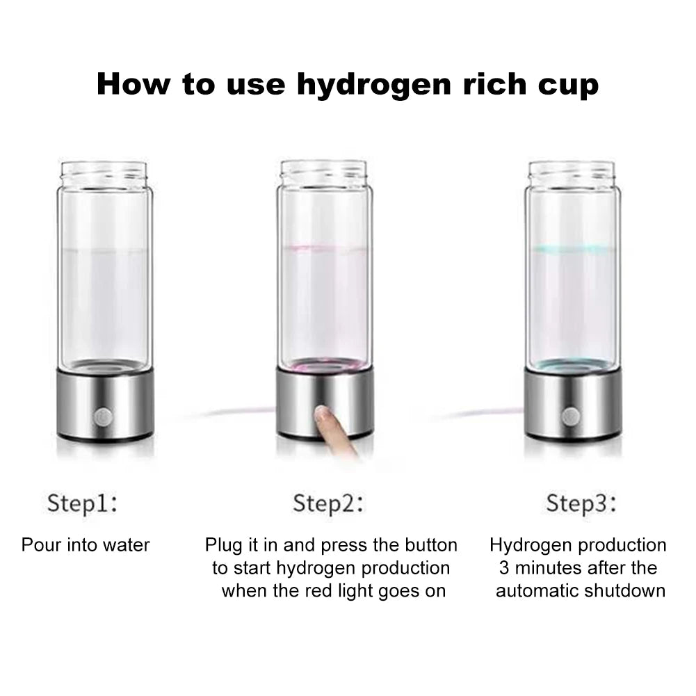 420ml Hydrogen Water Bottle USB Rechargeable Electric Hydrogen Rich Water Generator Portable Antioxidant Lonizer