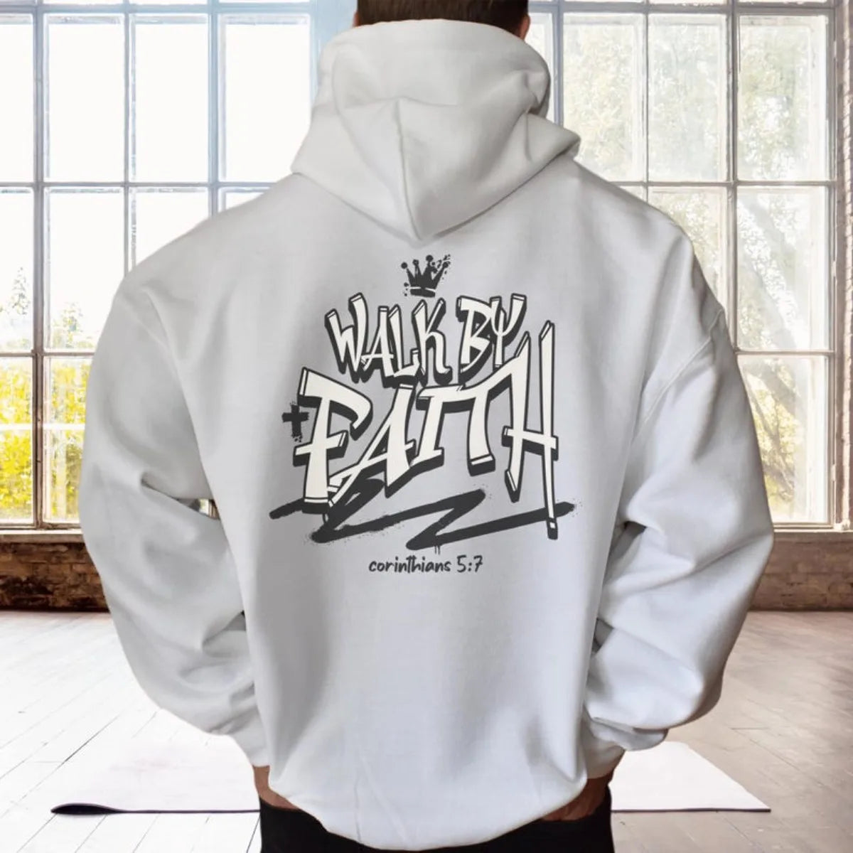 Walk By Faith Christian Hoodie Bible Verse Jesus For Men