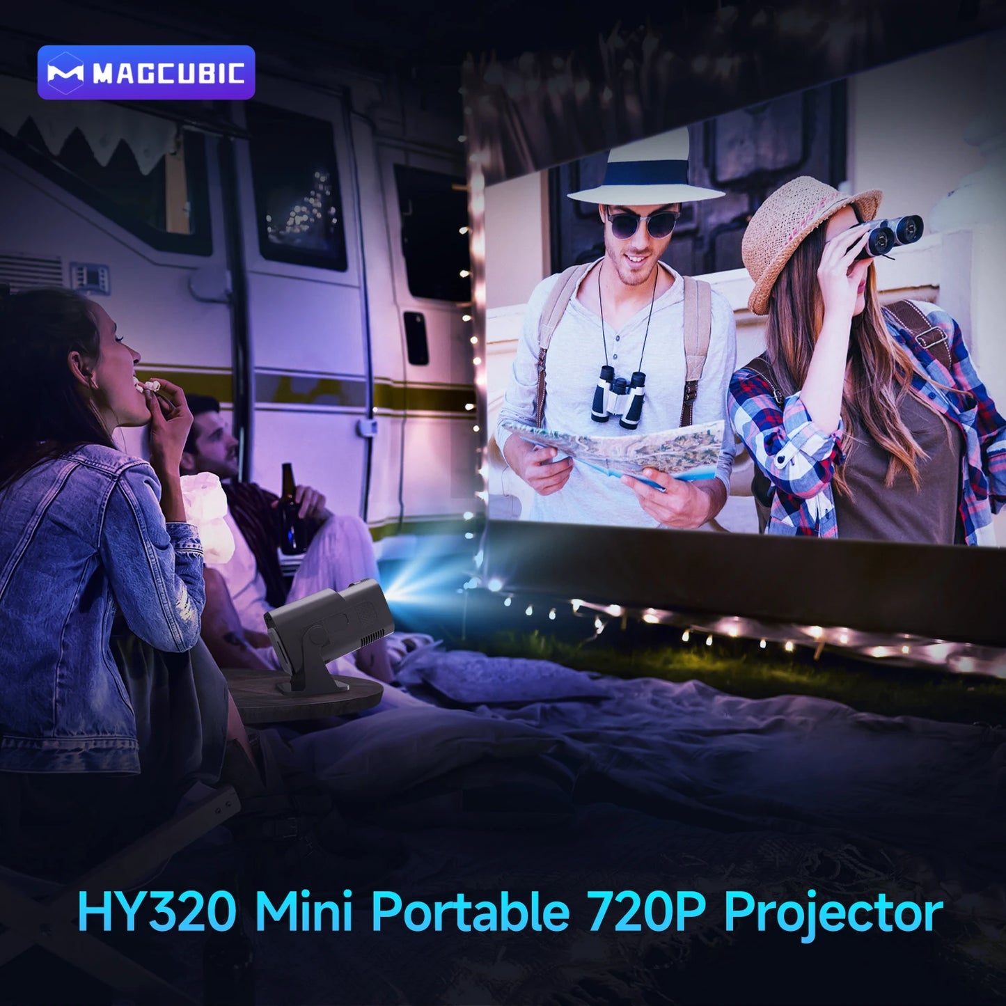 Magcubic HY320 Mini Native 720P Android 11 4K Projector 300 ANSI Lumens Wifi 6 Bluetooth 5.0 Outdoor Portable Projector
