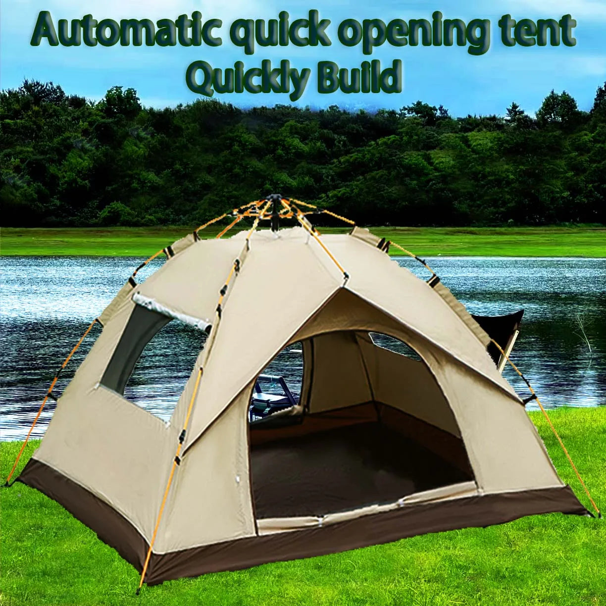 Pakicetus 4 Person Waterproof Camping Tent Auto Opening