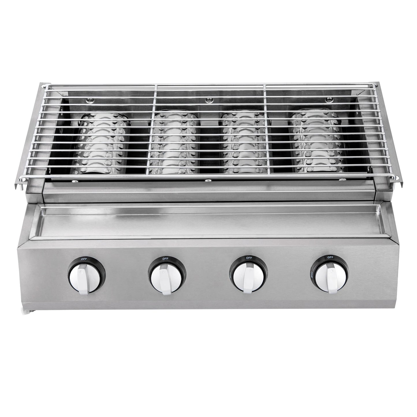 Stainless Steel Smokeless Barbecue Grill 4 Burners LPG Gas Grill Portable BBQ Grill Removable for Outdoor Patio Garden