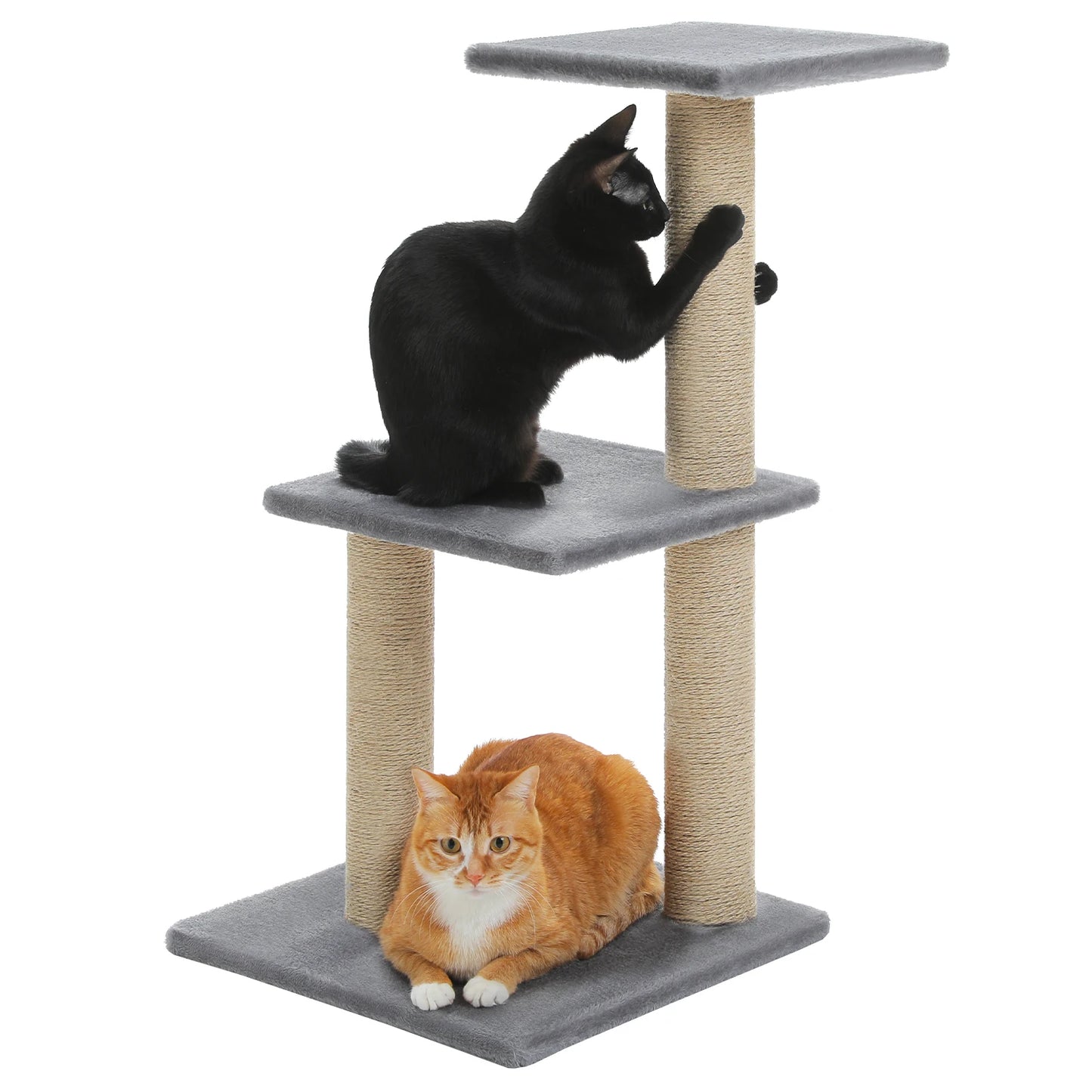 Cat Tree Cat Tower for Indoor Cats Three-Tier Activity Tree with Scratching Posts Big Hammock and Removable Top Perch Grey
