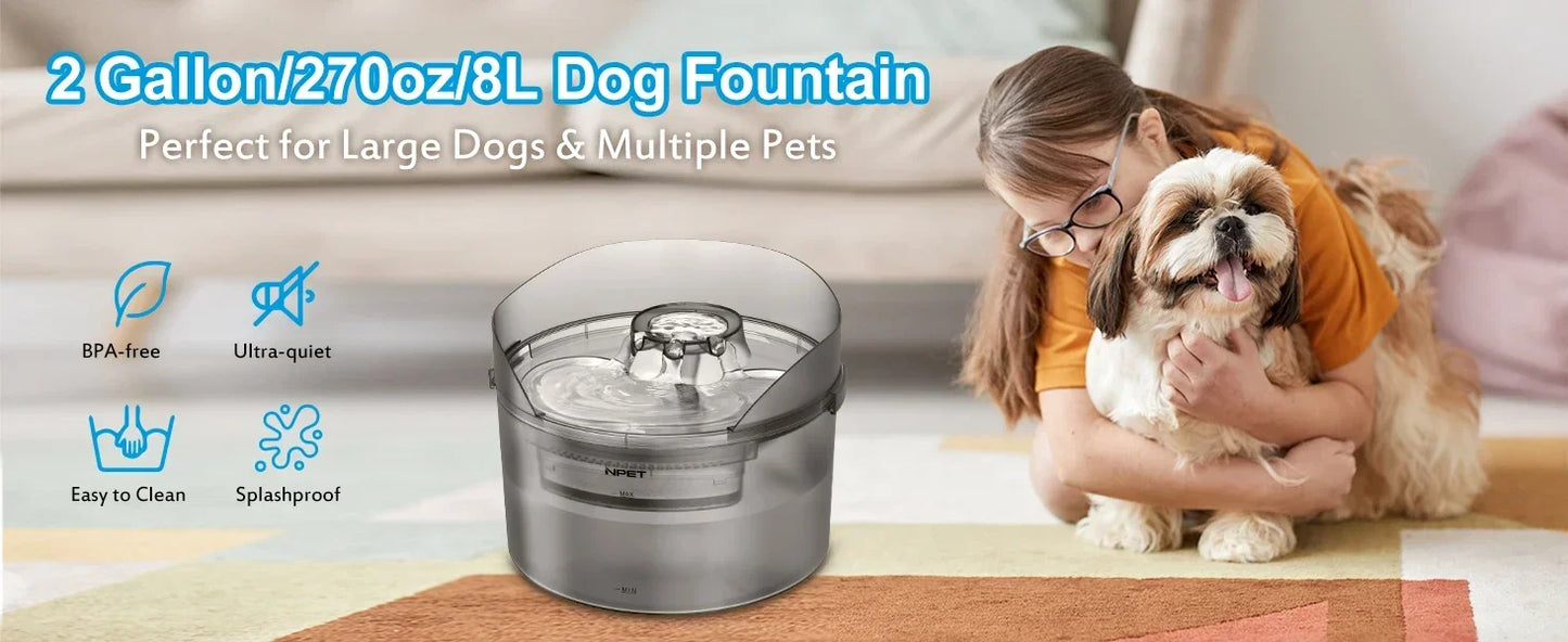 NPET Large Dog Water Fountain 2 Gallon Automatic Dispenser
