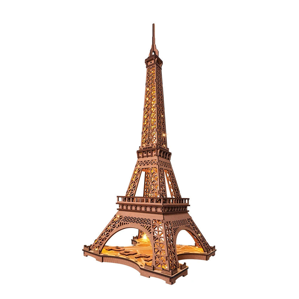 Robotime 3D Wooden Puzzle Night of Eiffel Tower DIY Kit Gift