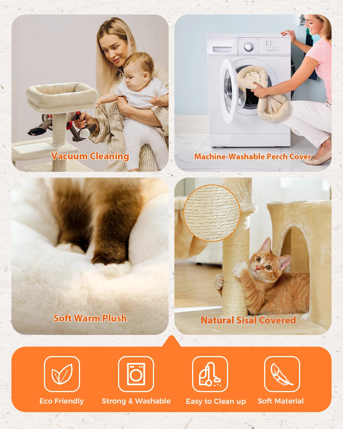 Cat Tree Cat Tower for Indoor Cats Three-Tier Activity Tree with Scratching Posts Big Hammock and Removable Top Perch Grey