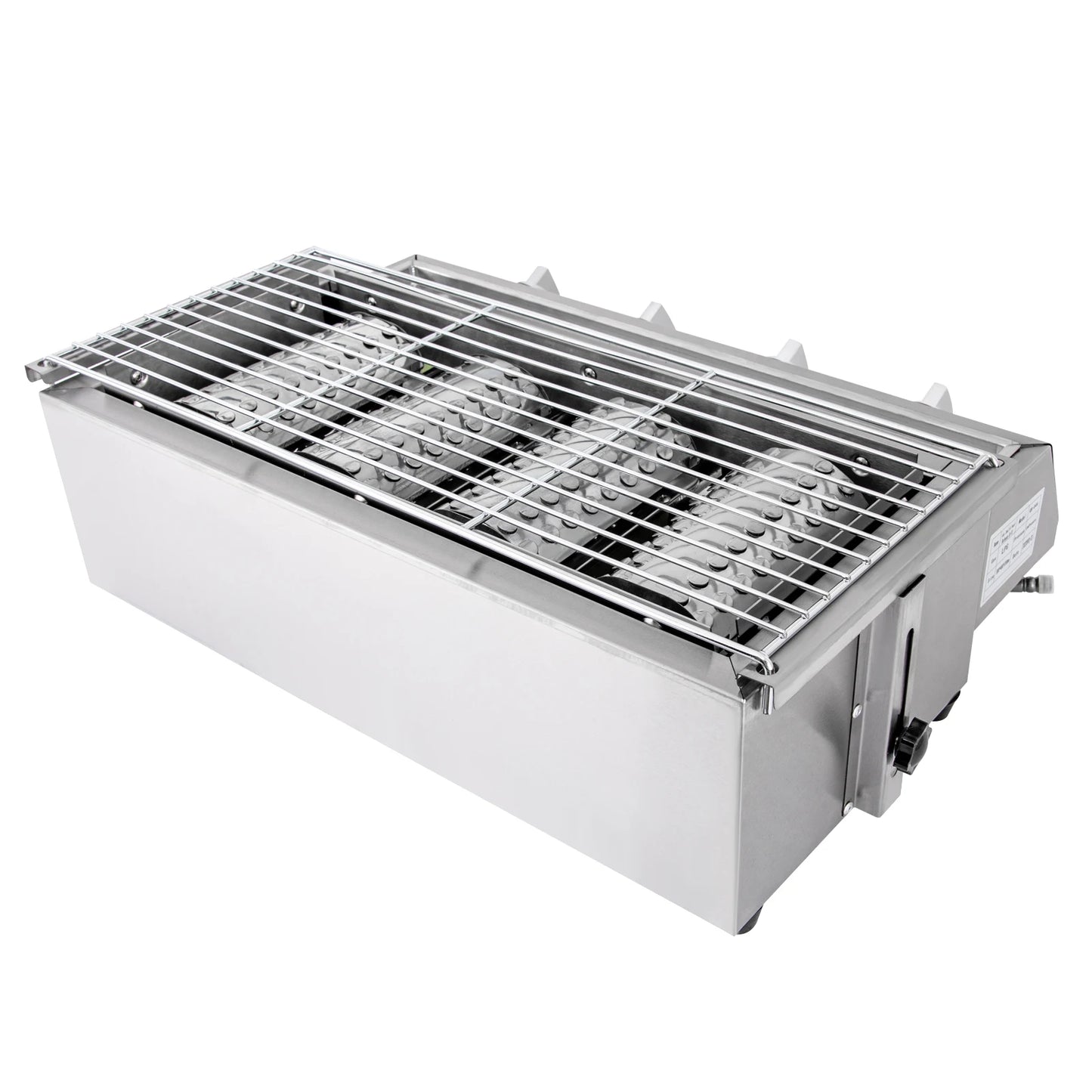 Stainless Steel Smokeless Barbecue Grill 4 Burners LPG Gas Grill Portable BBQ Grill Removable for Outdoor Patio Garden