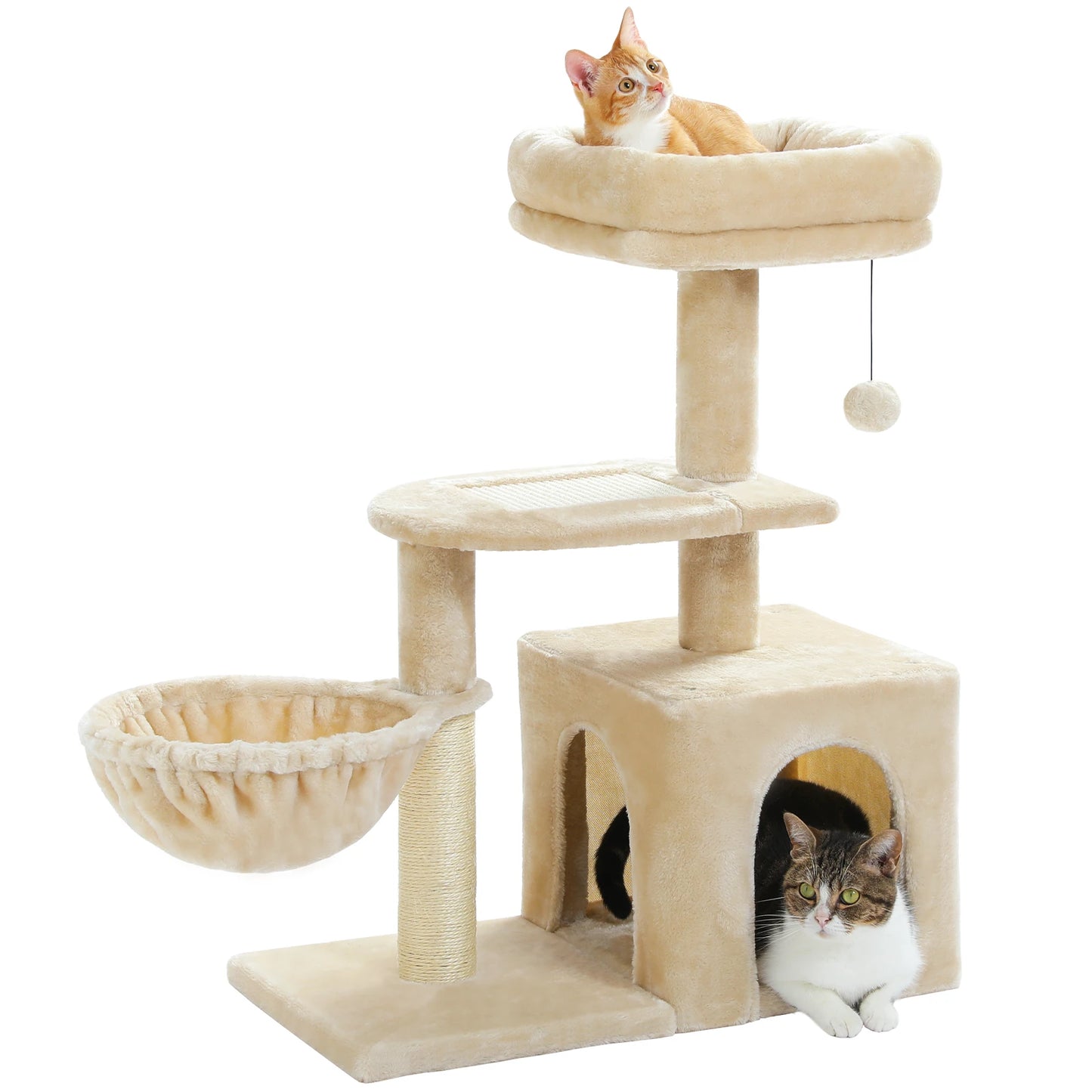 Cat Tree Cat Tower for Indoor Cats Three-Tier Activity Tree with Scratching Posts Big Hammock and Removable Top Perch Grey