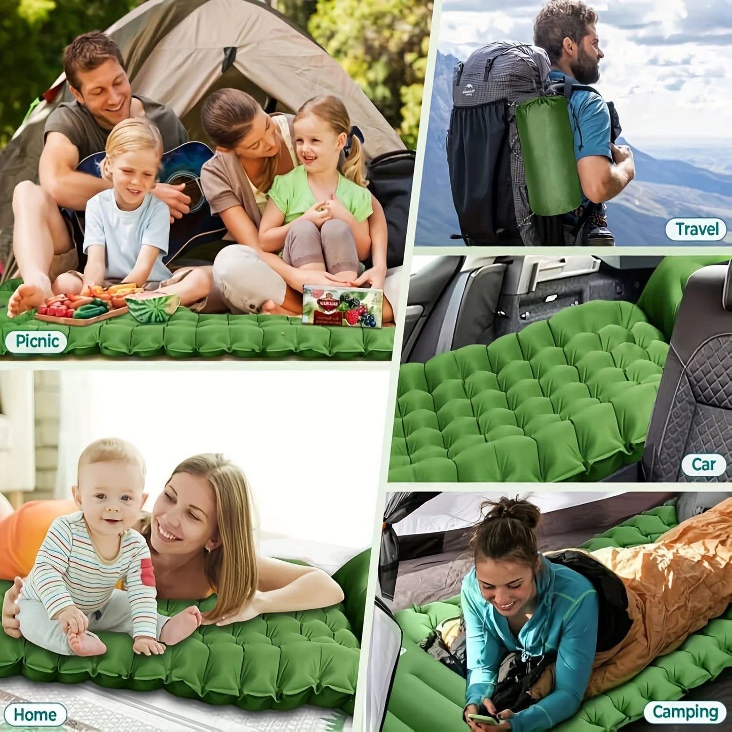 4InchThick Inflatable Sleeping Mat With BuiltIn Pillow Pump