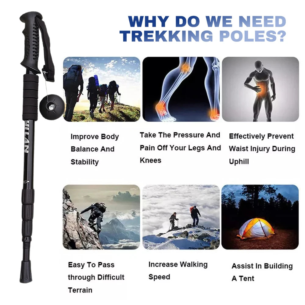 Trekking Poles Aluminum Alloy Telescopic Walking Antishock