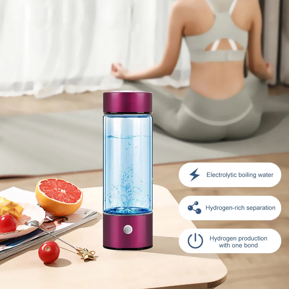 420ml Hydrogen Water Bottle USB Rechargeable Electric Hydrogen Rich Water Generator Portable Antioxidant Lonizer